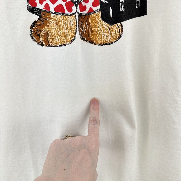 Vtg T-shirt XL Teddy Bear Heart Boxers Single Stitch Touch Of Gold Spring Ford - Picture 4 of 9
